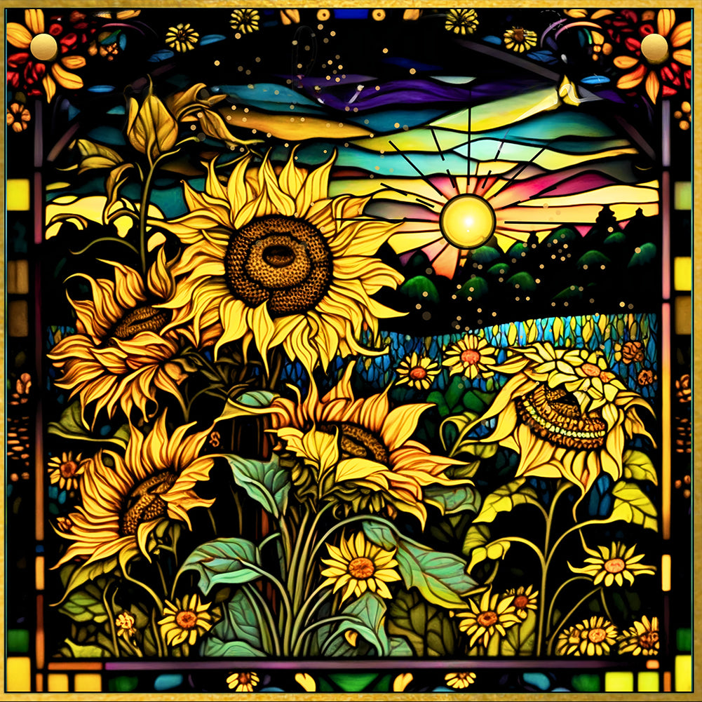 Autumn Sunflowers 50*50CM (canvas) Full Round Drill Diamond Painting