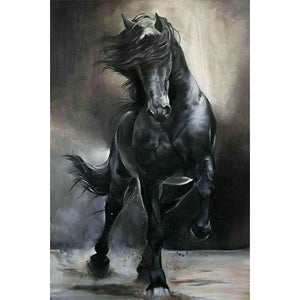 Black And White Galloping Horse 40*60CM (canvas) Full Square Drill Diamond Painting