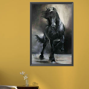 Black And White Galloping Horse 40*60CM (canvas) Full Square Drill Diamond Painting