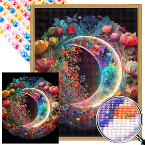 Dreamy Moonlight Flowers 40*50CM (canvas) Full Round AB Drill Diamond Painting