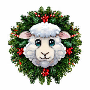 Small Animal Wreath Sheep 30*30CM (canvas) Full Round Drill Diamond Painting